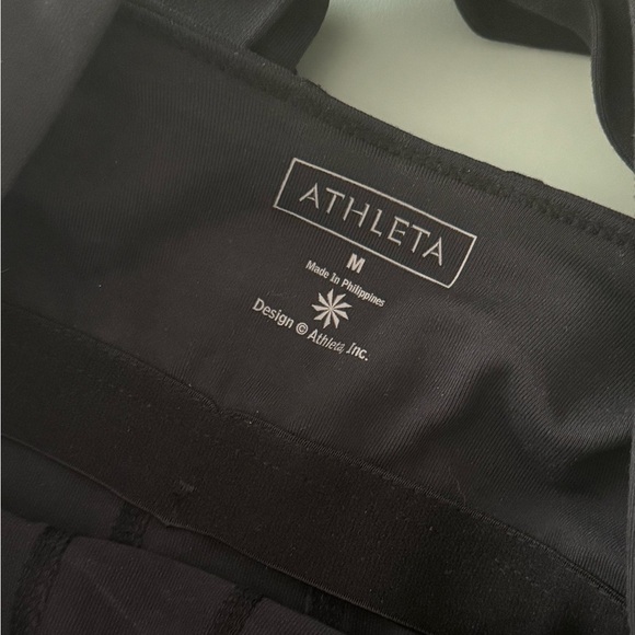 Athleta Black Halter Midi Dress Size M Sporty Tie Back Athleisure - Picture 7 of 11